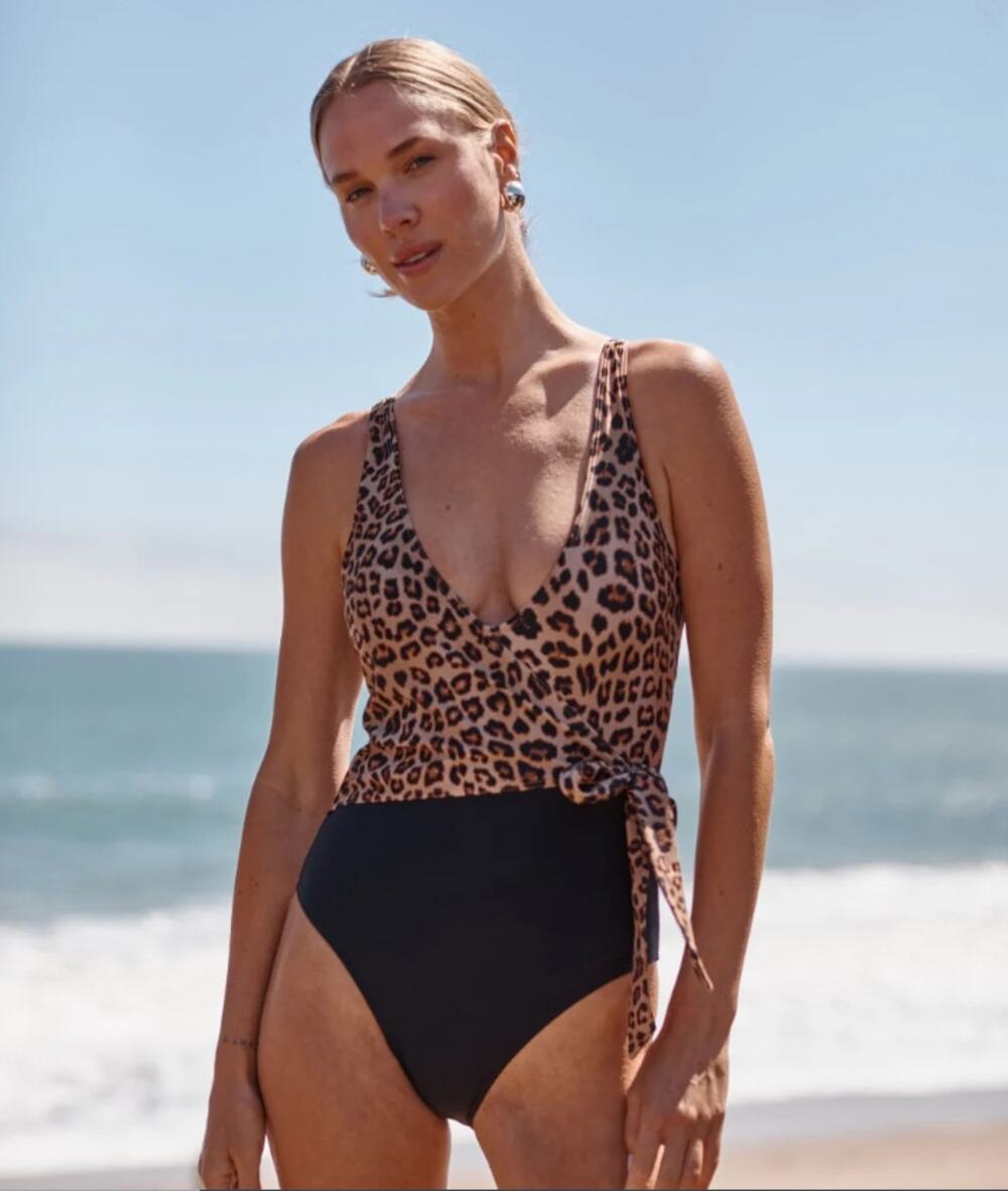 Summersalt The Perfect Wrap One-Piece Swimsuit Leopard Print Mob Wife Resortwear